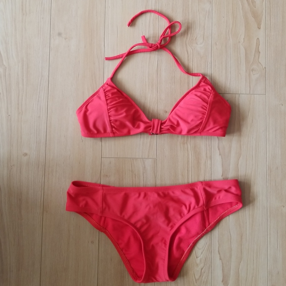Womens Bikini Lab Scrunched Red Two Piece